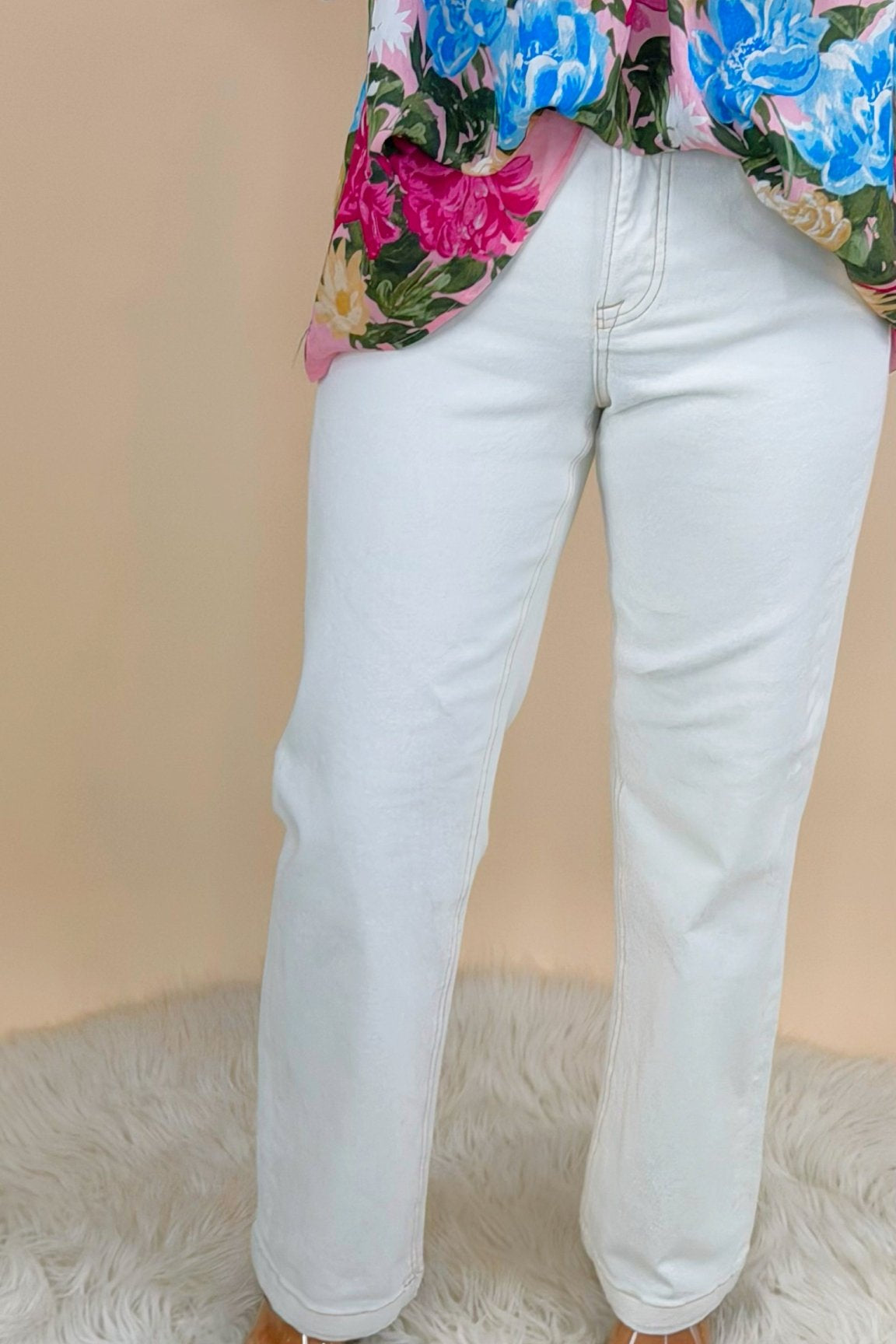 Risen Clean Slate Straight Jeans in Cream - Jessi Jayne Boutique