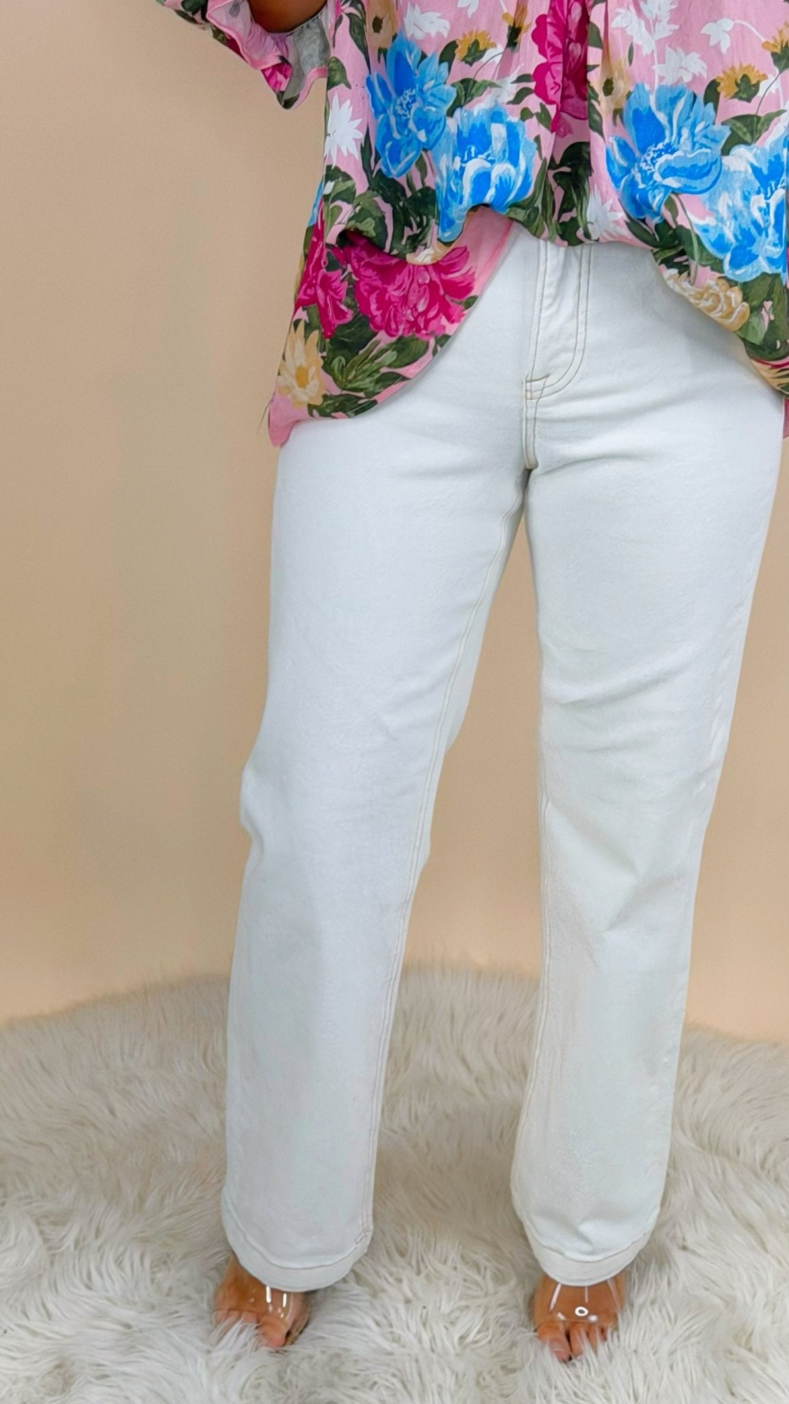 Risen Clean Slate Straight Jeans in Cream - Jessi Jayne Boutique