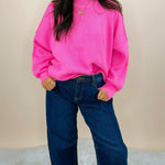 Bold Pink Ribbed Knit Sweater Top - Jessi Jayne Boutique