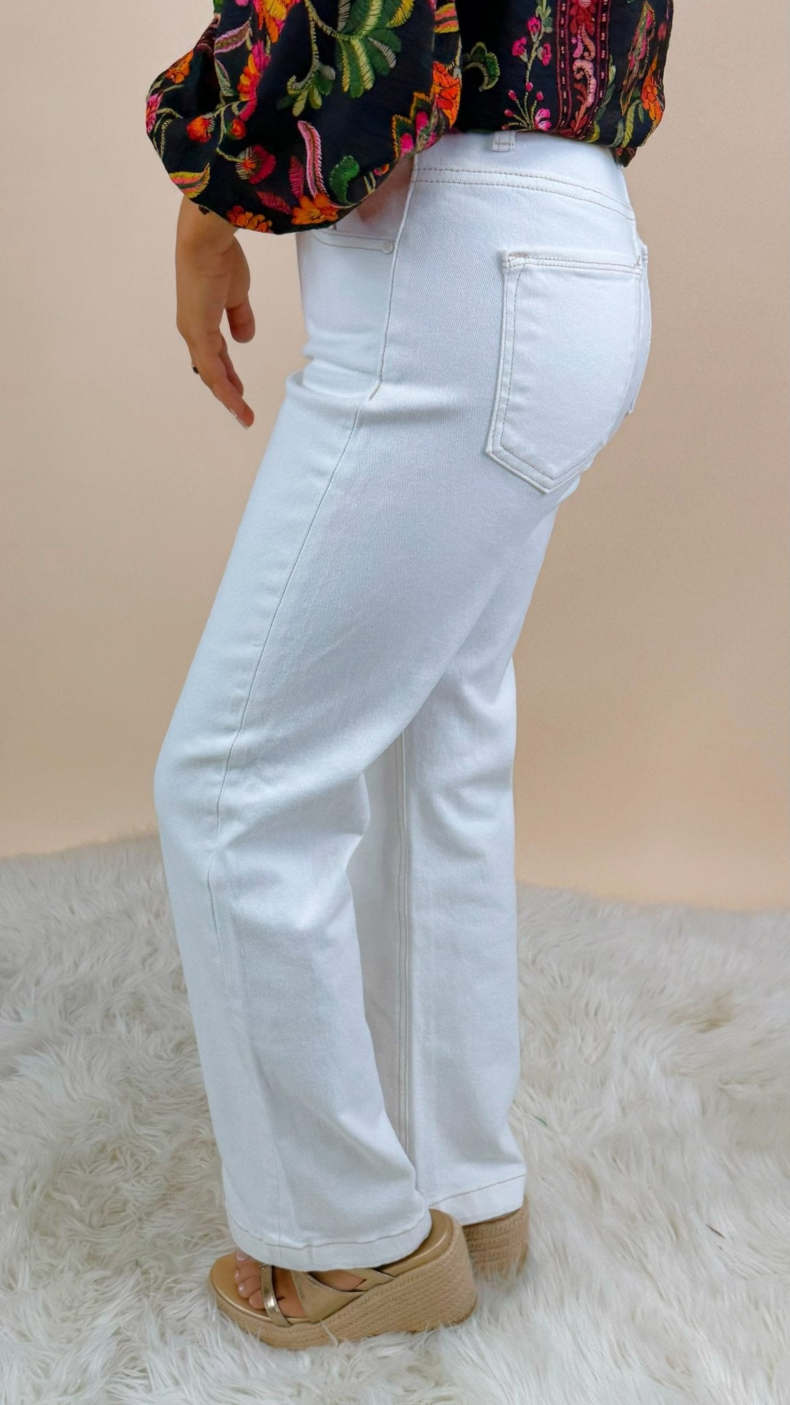 Risen Clean Slate Straight Jeans in Cream - Jessi Jayne Boutique