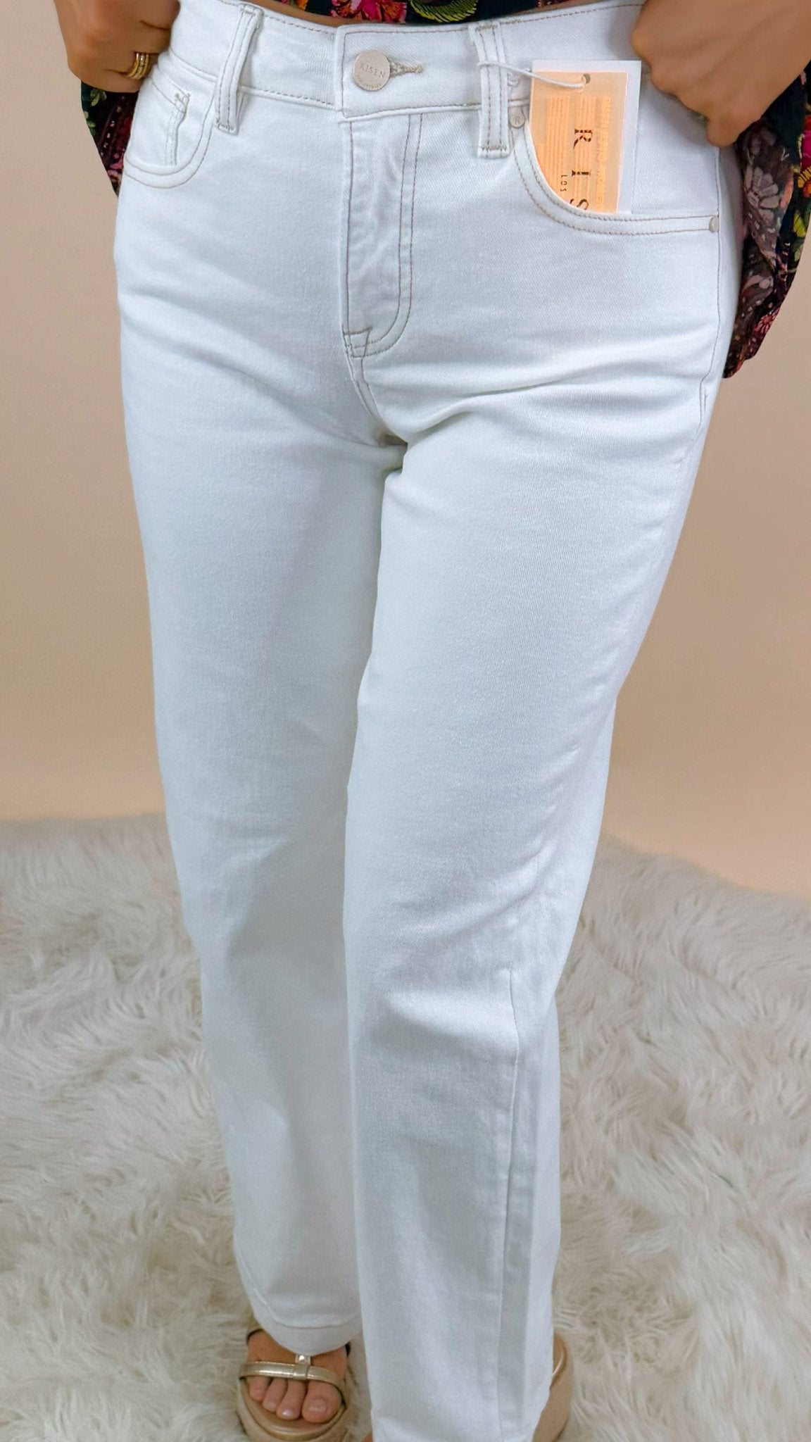 Risen Clean Slate Straight Jeans in Cream - Jessi Jayne Boutique