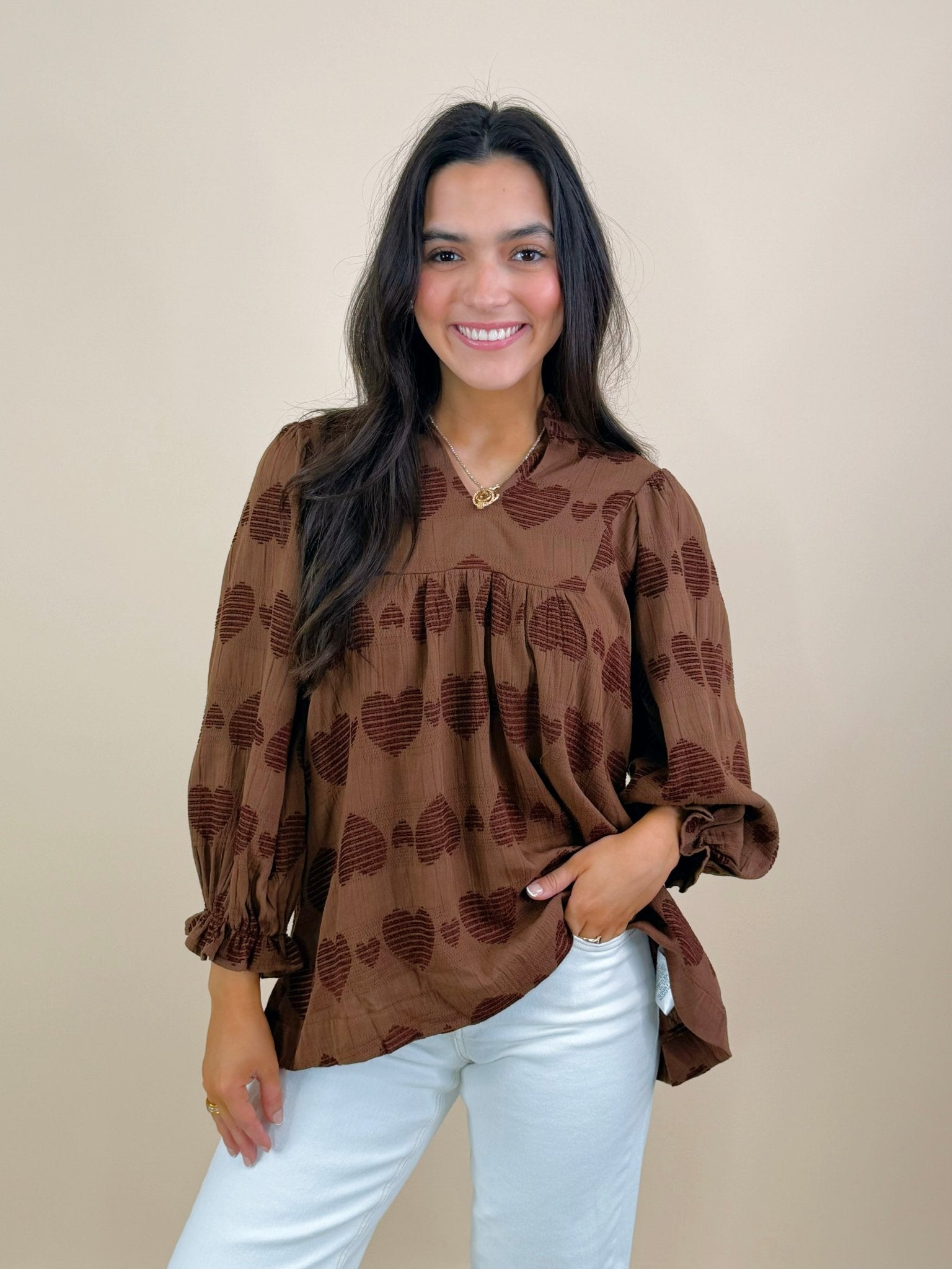 Heartfelt Texture Puff Sleeve Top - Jessi Jayne Boutique