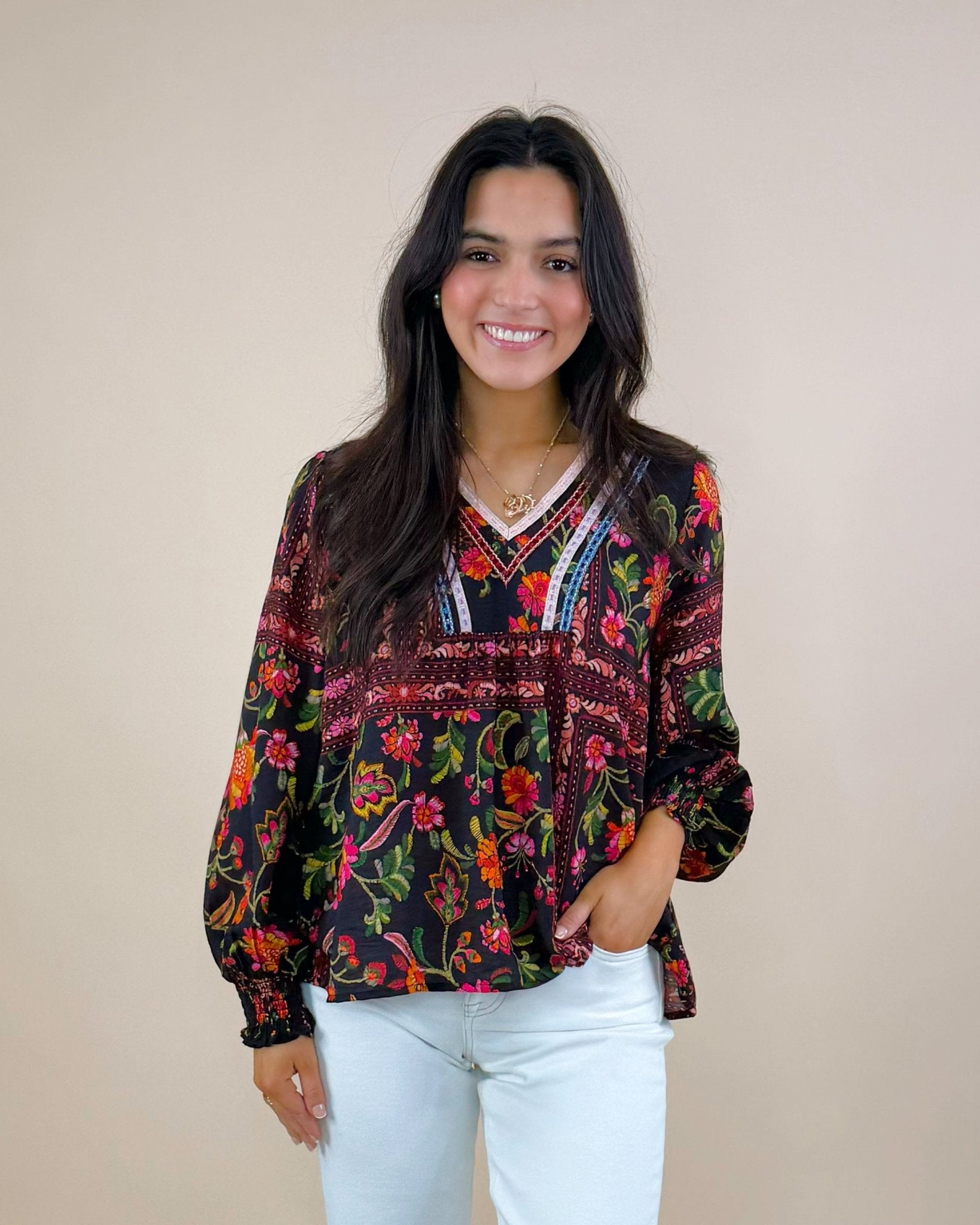 Ember Bloom Floral Blouse - Jessi Jayne Boutique