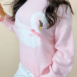 Blushing Swan Bow Sweater - Jessi Jayne Boutique