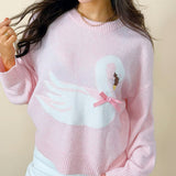 Blushing Swan Bow Sweater - Jessi Jayne Boutique