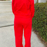 Crimson Stripe Two - Piece Set - Jessi Jayne Boutique