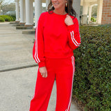 Crimson Stripe Two - Piece Set - Jessi Jayne Boutique