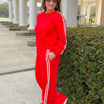 Crimson Stripe Two - Piece Set - Jessi Jayne Boutique