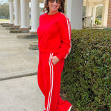 Crimson Stripe Two - Piece Set - Jessi Jayne Boutique