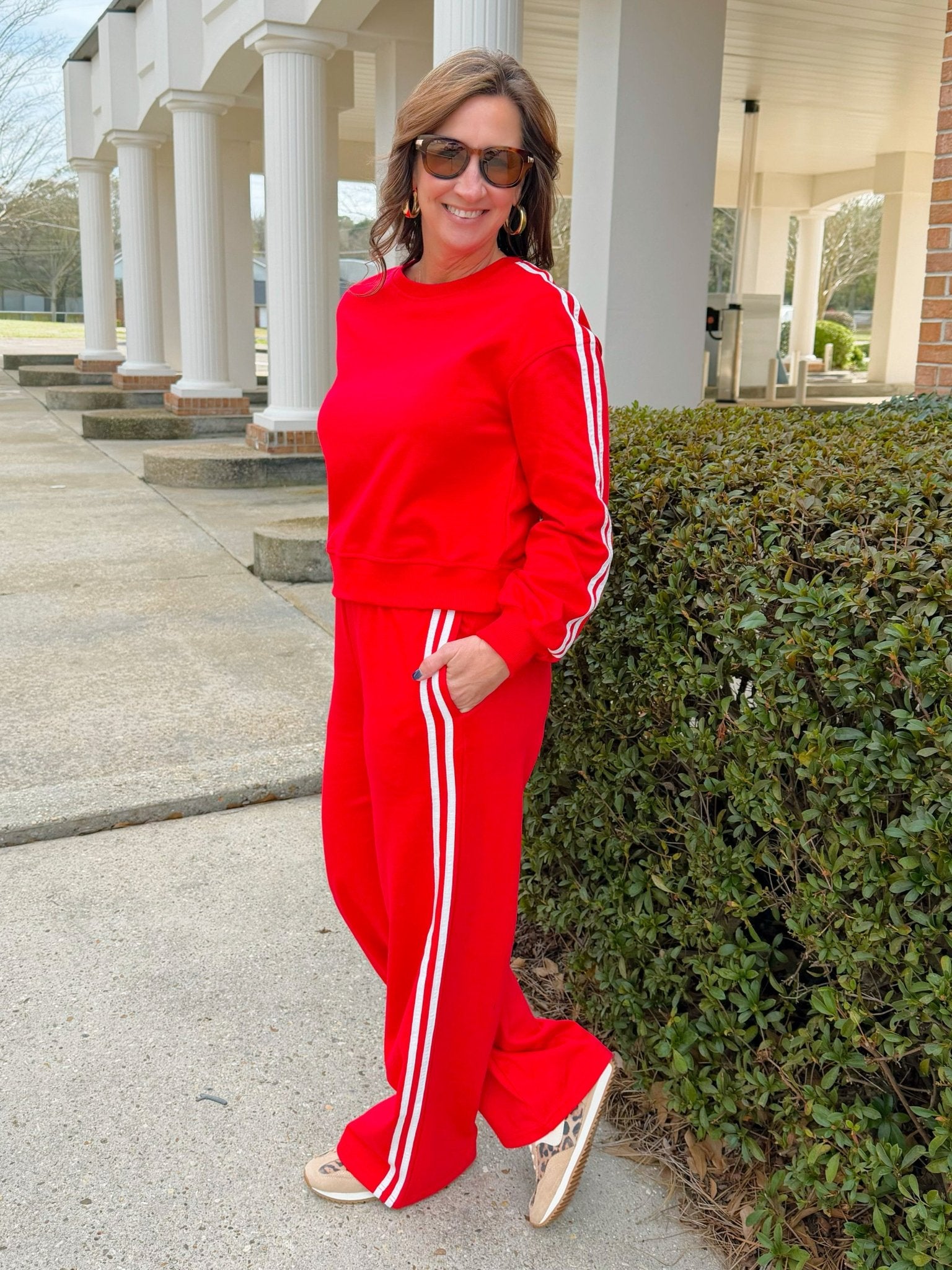 Crimson Stripe Two - Piece Set - Jessi Jayne Boutique