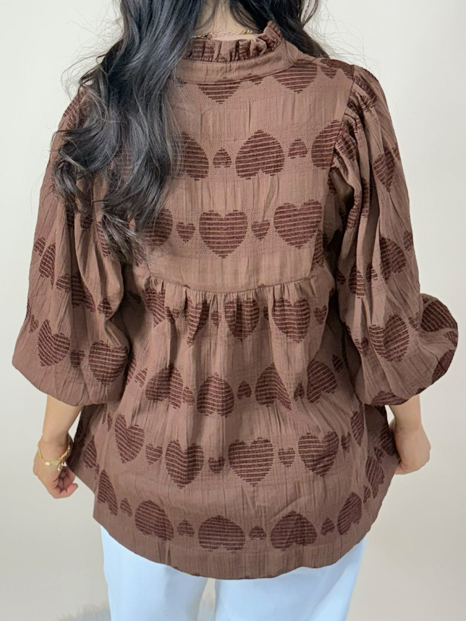 Heartfelt Texture Puff Sleeve Top - Jessi Jayne Boutique