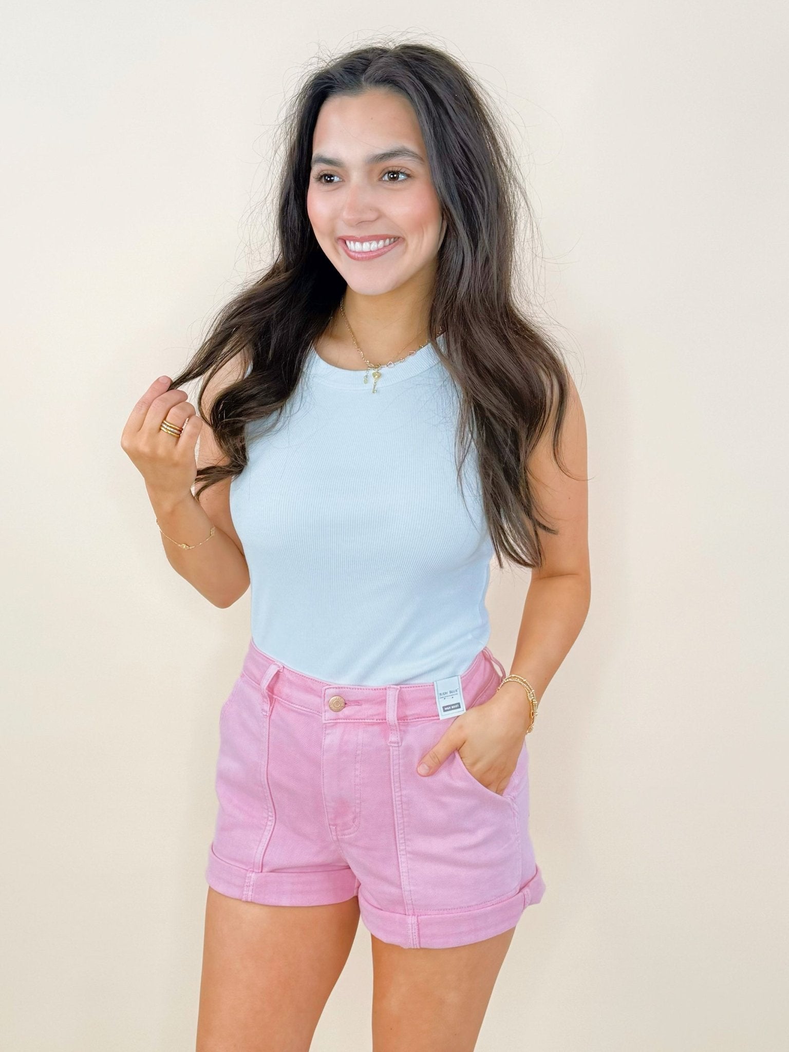 Judy Blue Pink Aurora Weekender Short - Jessi Jayne Boutique