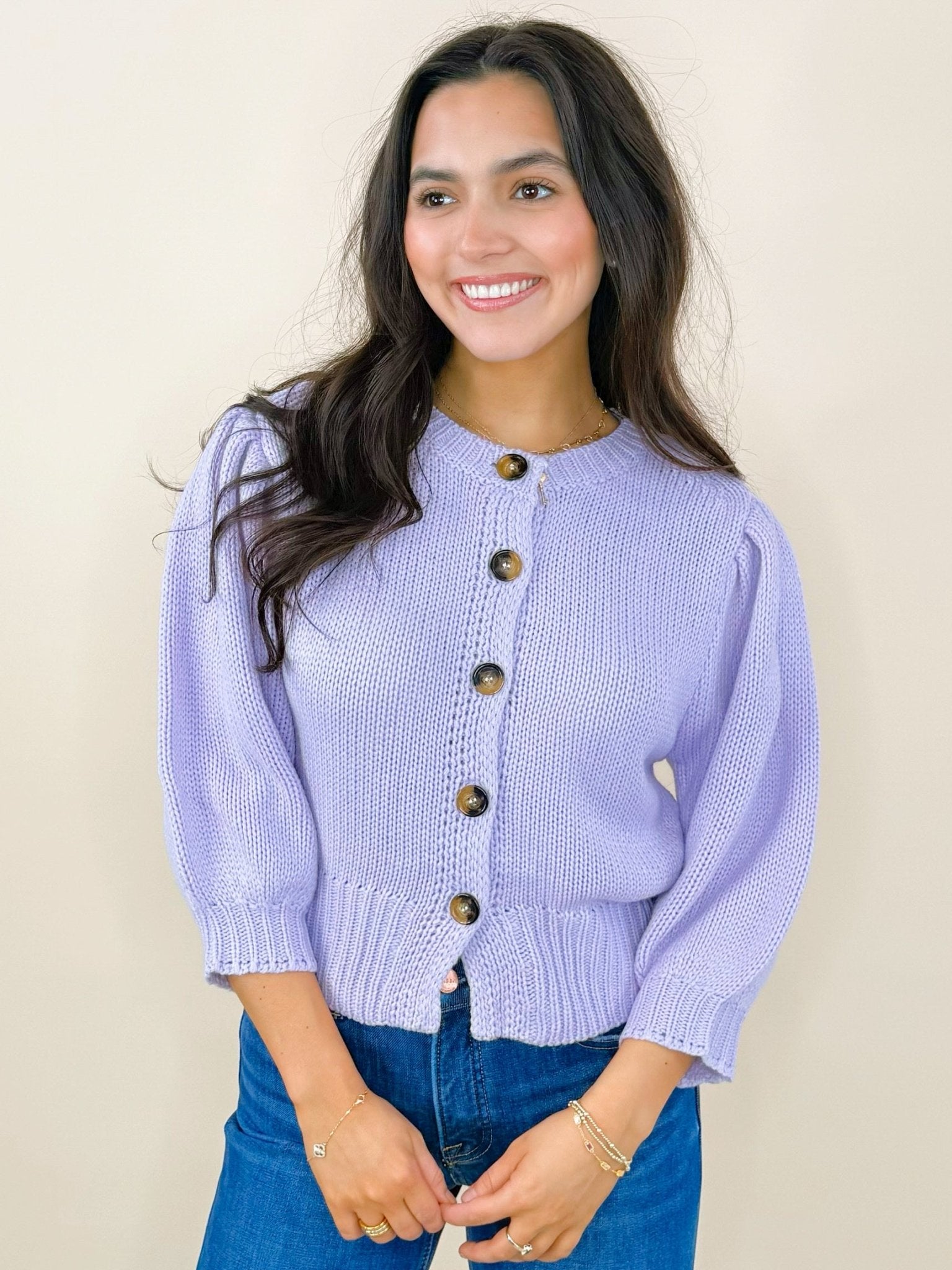 Soft Lavender Button Down Sweater - Jessi Jayne Boutique