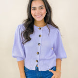Soft Lavender Button Down Sweater - Jessi Jayne Boutique