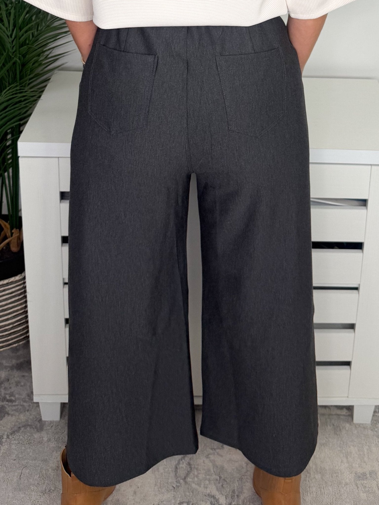Comfy Chic Charcoal Ponte Cropped Flare Pants - Jessi Jayne Boutique