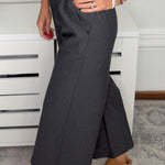 Comfy Chic Charcoal Ponte Cropped Flare Pants - Jessi Jayne Boutique