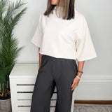 Comfy Chic Charcoal Ponte Cropped Flare Pants - Jessi Jayne Boutique