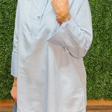 Clean Slate Stand Neck Stripe Blouse - Jessi Jayne Boutique