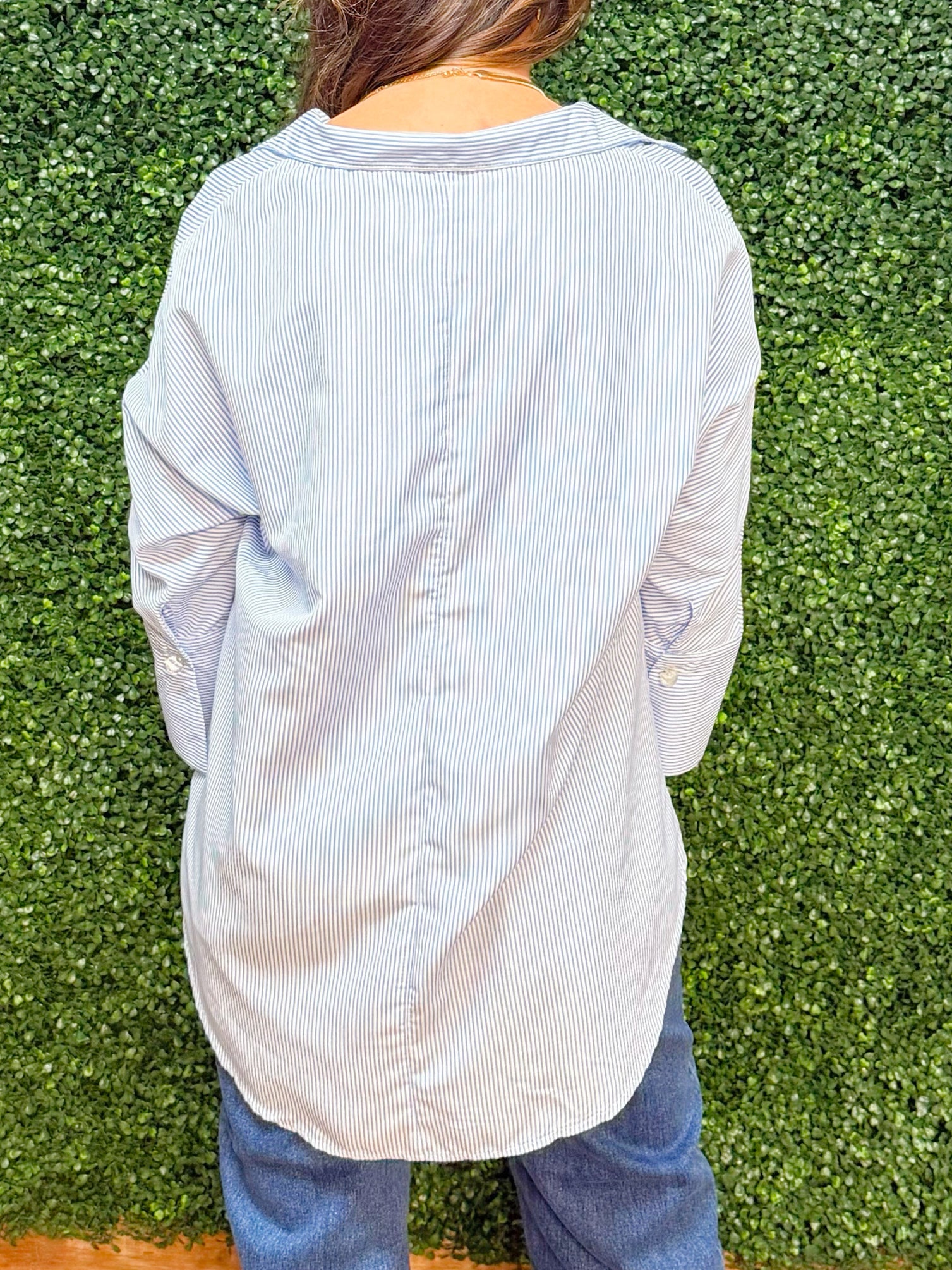 Clean Slate Stand Neck Stripe Blouse - Jessi Jayne Boutique