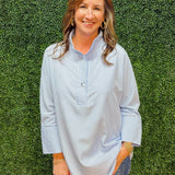 Clean Slate Stand Neck Stripe Blouse - Jessi Jayne Boutique