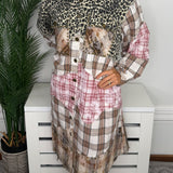 Wild Side Leopard Patchwork Maxi Shirt Jacket - Jessi Jayne Boutique