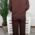 Coffee Date Collared V-Neck Top & Cropped Straight Leg Pant Set - Jessi Jayne Boutique