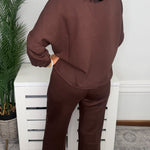 Coffee Date Collared V-Neck Top & Cropped Straight Leg Pant Set - Jessi Jayne Boutique