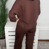 Coffee Date Collared V-Neck Top & Cropped Straight Leg Pant Set - Jessi Jayne Boutique