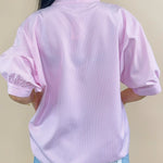 Pink Pinstripe China Collar Blouse - Jessi Jayne Boutique