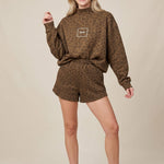 PREORDER ITEM (Estimated ship date 10/31) PRAY Brown Leopard Mock Neck Sweatshirt - Jessi Jayne Boutique