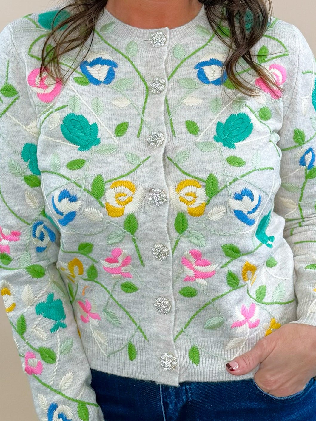 Jeweled Garden Embroidered Cardigan - Jessi Jayne Boutique