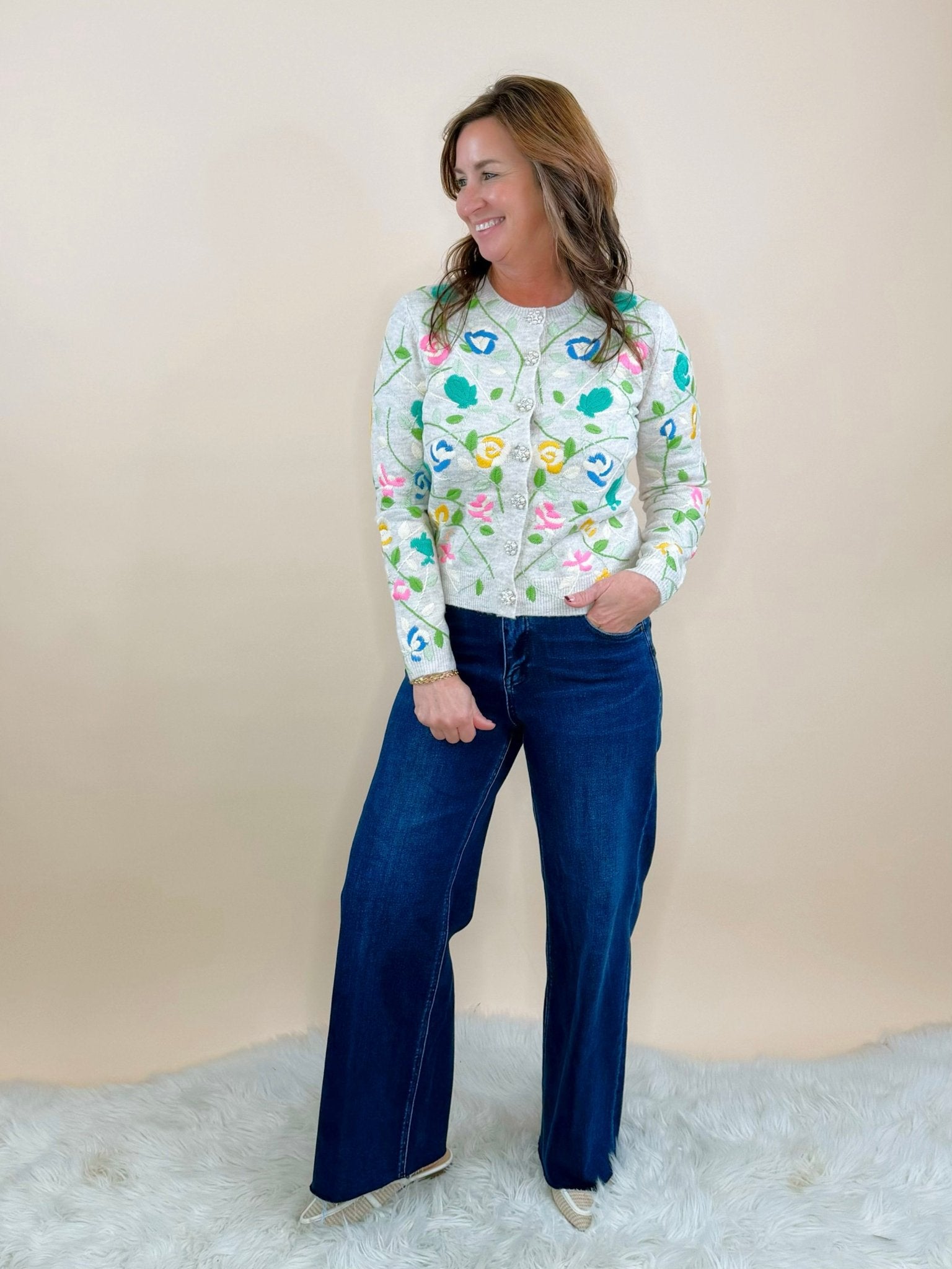 Jeweled Garden Embroidered Cardigan - Jessi Jayne Boutique
