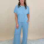 Button Detail Knit Blue Set - Jessi Jayne Boutique