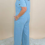 Button Detail Knit Blue Set - Jessi Jayne Boutique