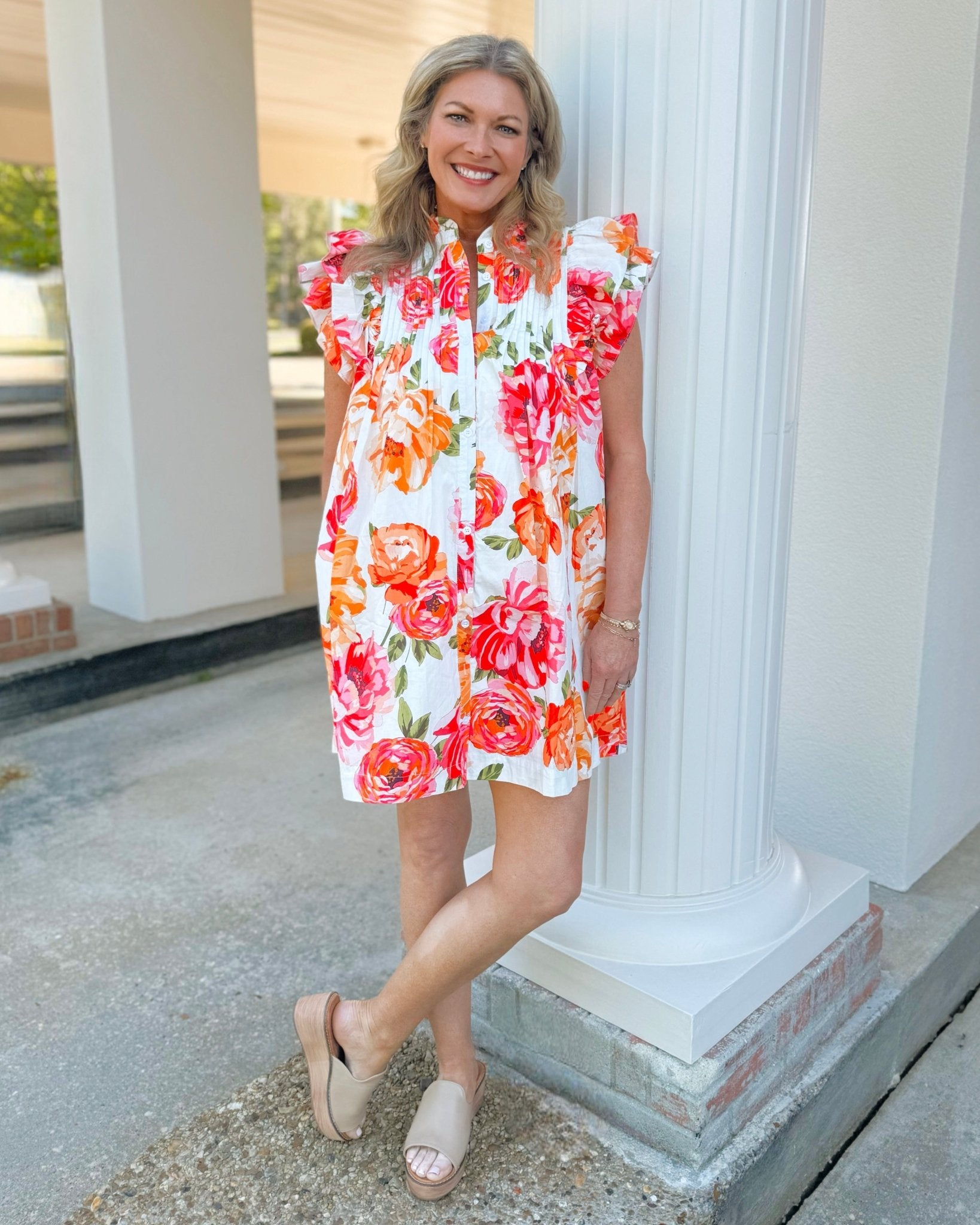 Rosé Rush Ruffle Floral Dress - Jessi Jayne Boutique