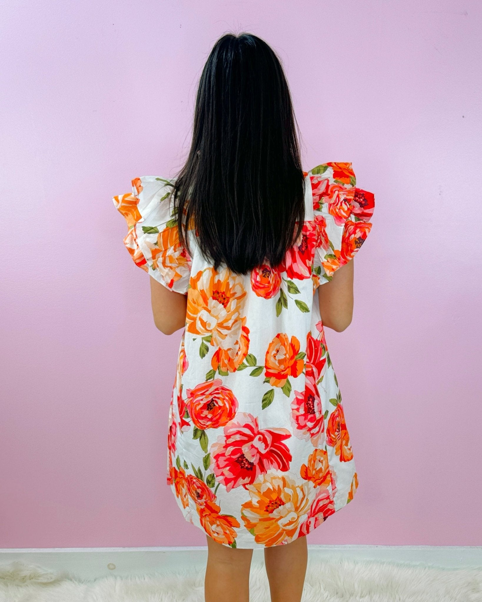 Rosé Rush Ruffle Floral Dress - Jessi Jayne Boutique