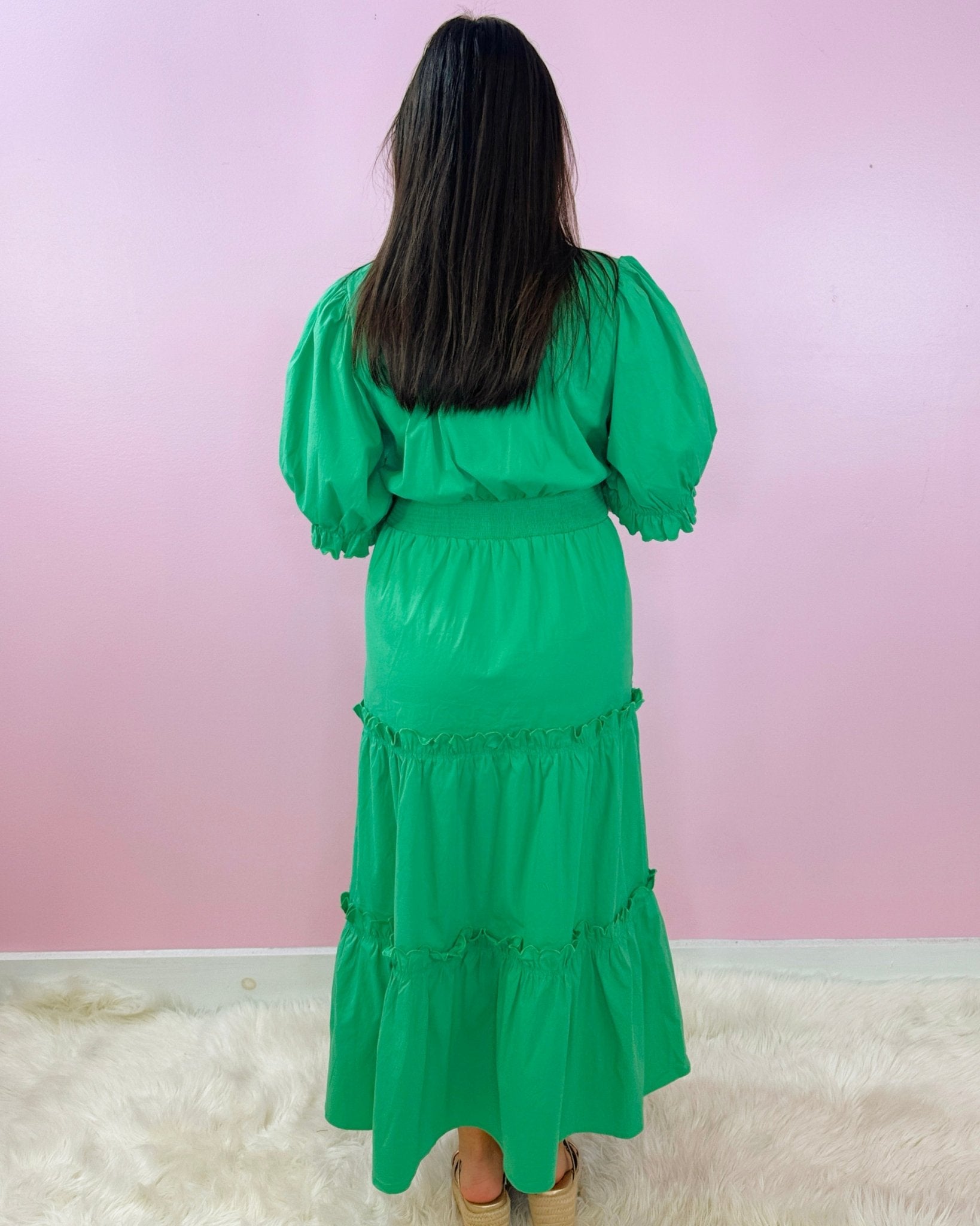 Key Lime Bloom Tiered Midi Dress - Jessi Jayne Boutique