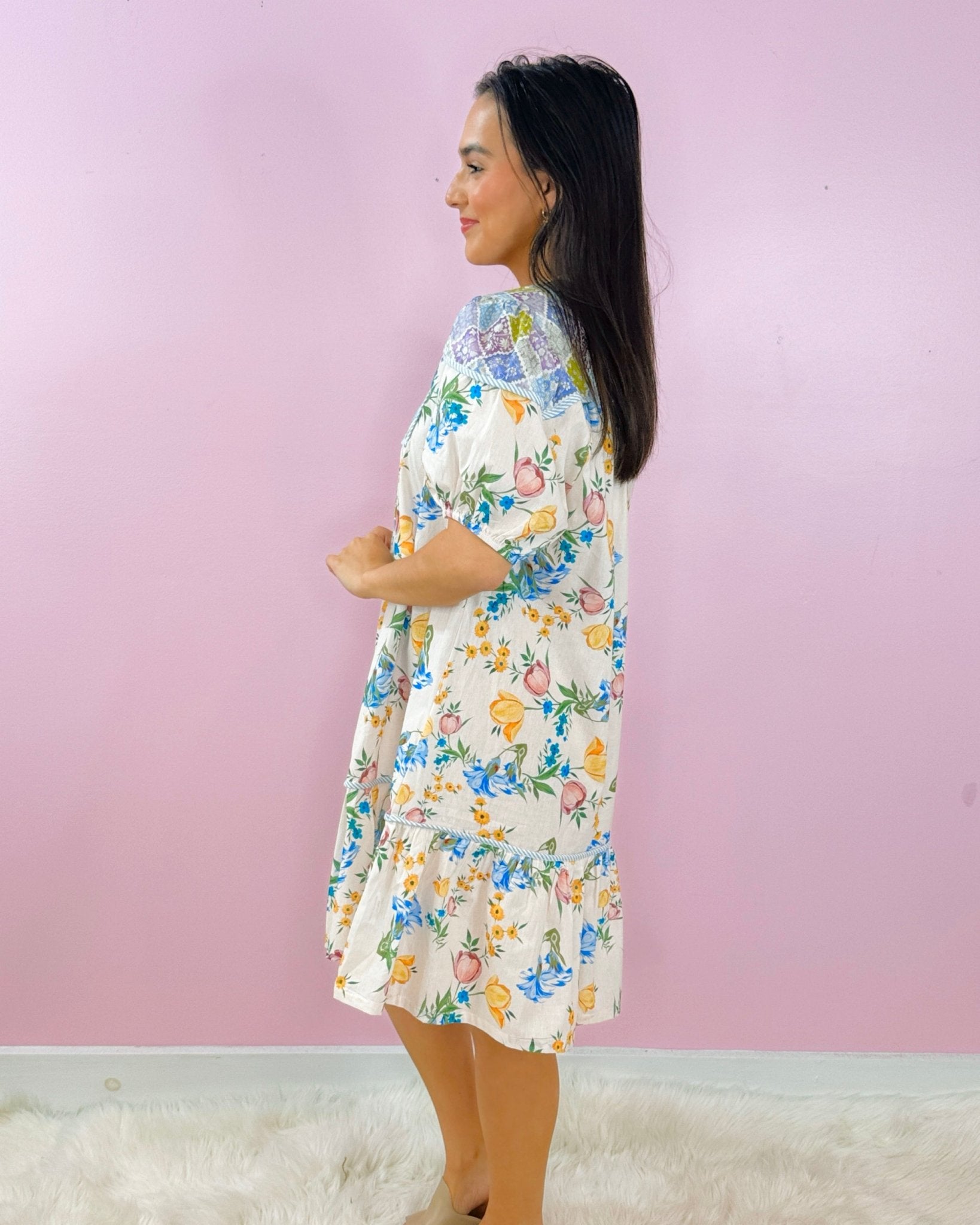 Patchwork Petals Floral Dress - Jessi Jayne Boutique