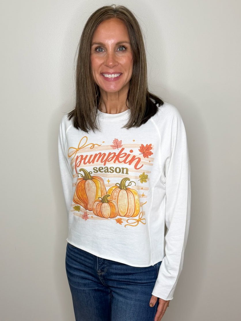 Pumpkin Season Sweet Bow Long Sleeve Top - Jessi Jayne Boutique