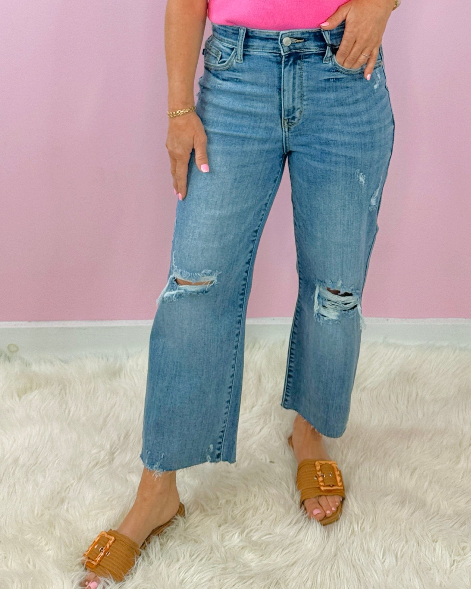 Judy Blue Coastal Edge Crop High Waist Wide Leg Jeans - Jessi Jayne Boutique