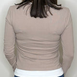 Layered Look Taupe Long Sleeve Top - Jessi Jayne Boutique