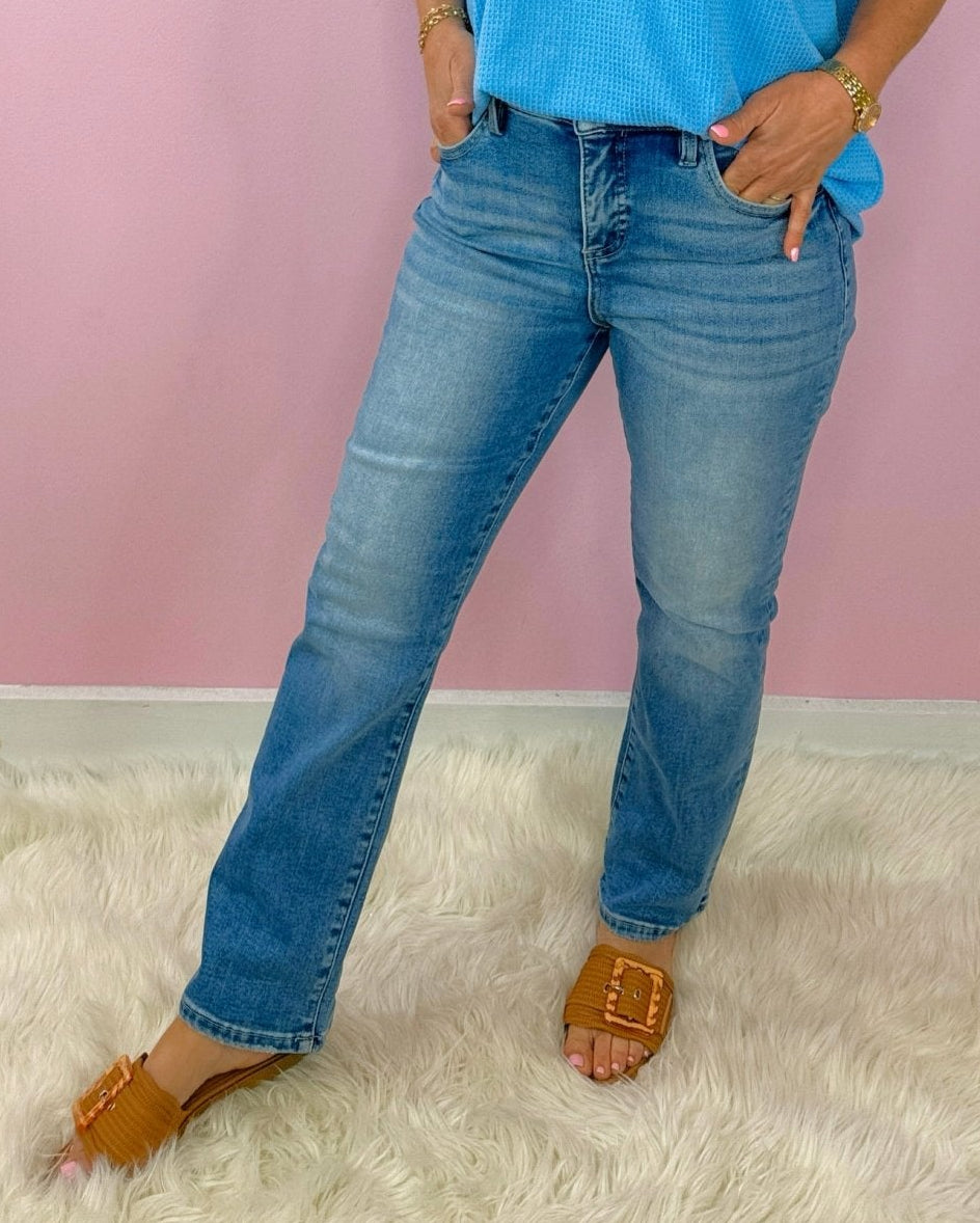 Risen Crop High Rise Tummy Control Straight Jeans - Jessi Jayne Boutique