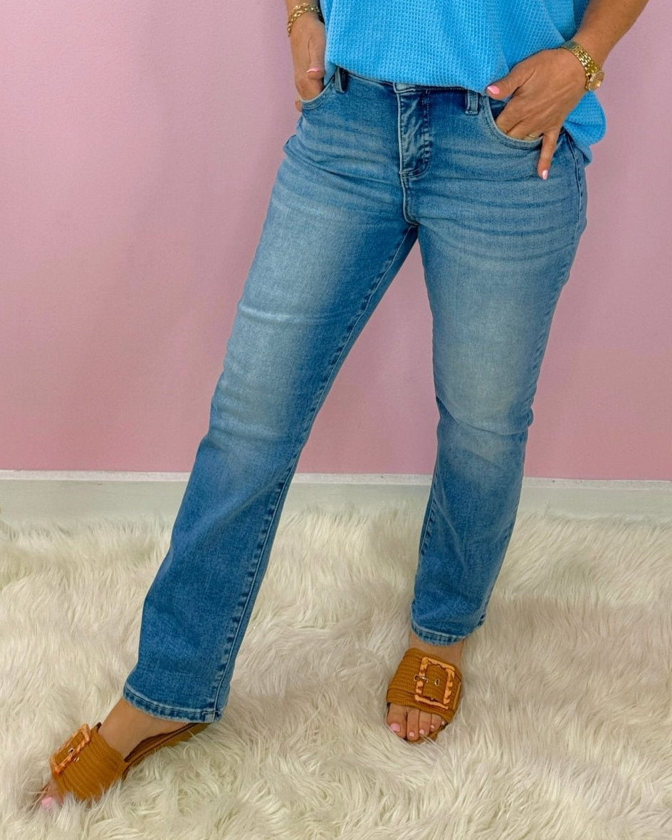 Risen Crop High Rise Tummy Control Straight Jeans - Jessi Jayne Boutique