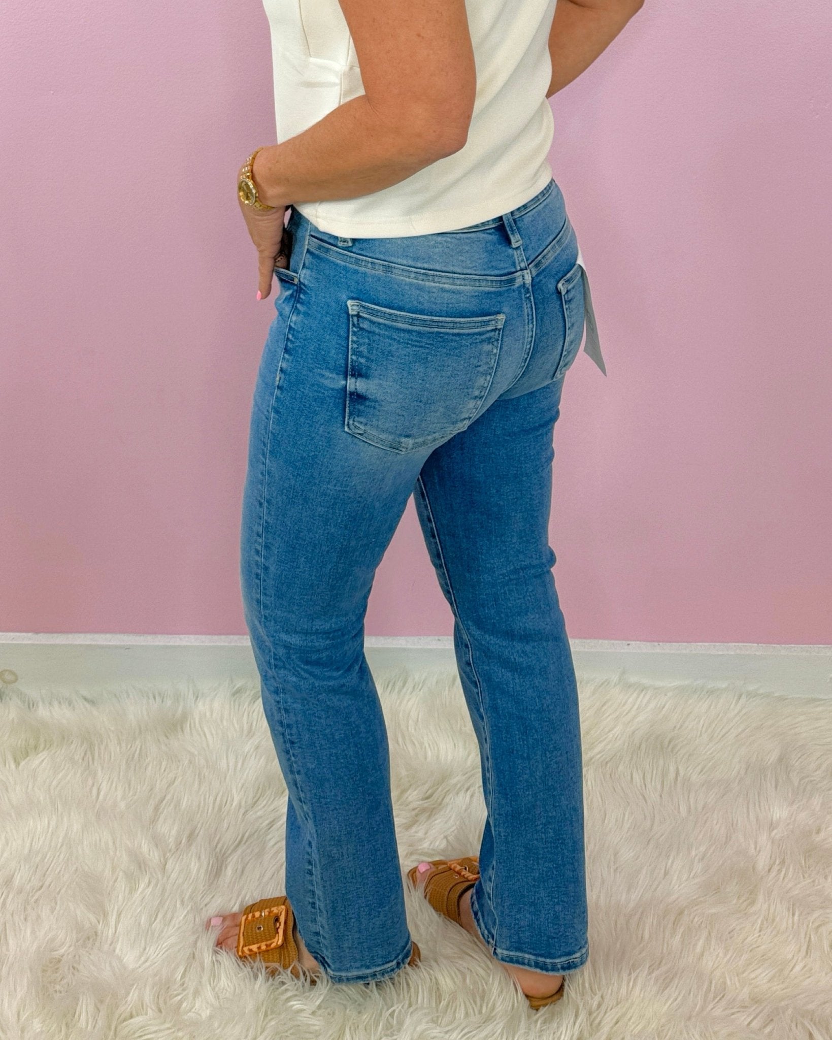 Risen Crop High Rise Tummy Control Straight Jeans - Jessi Jayne Boutique