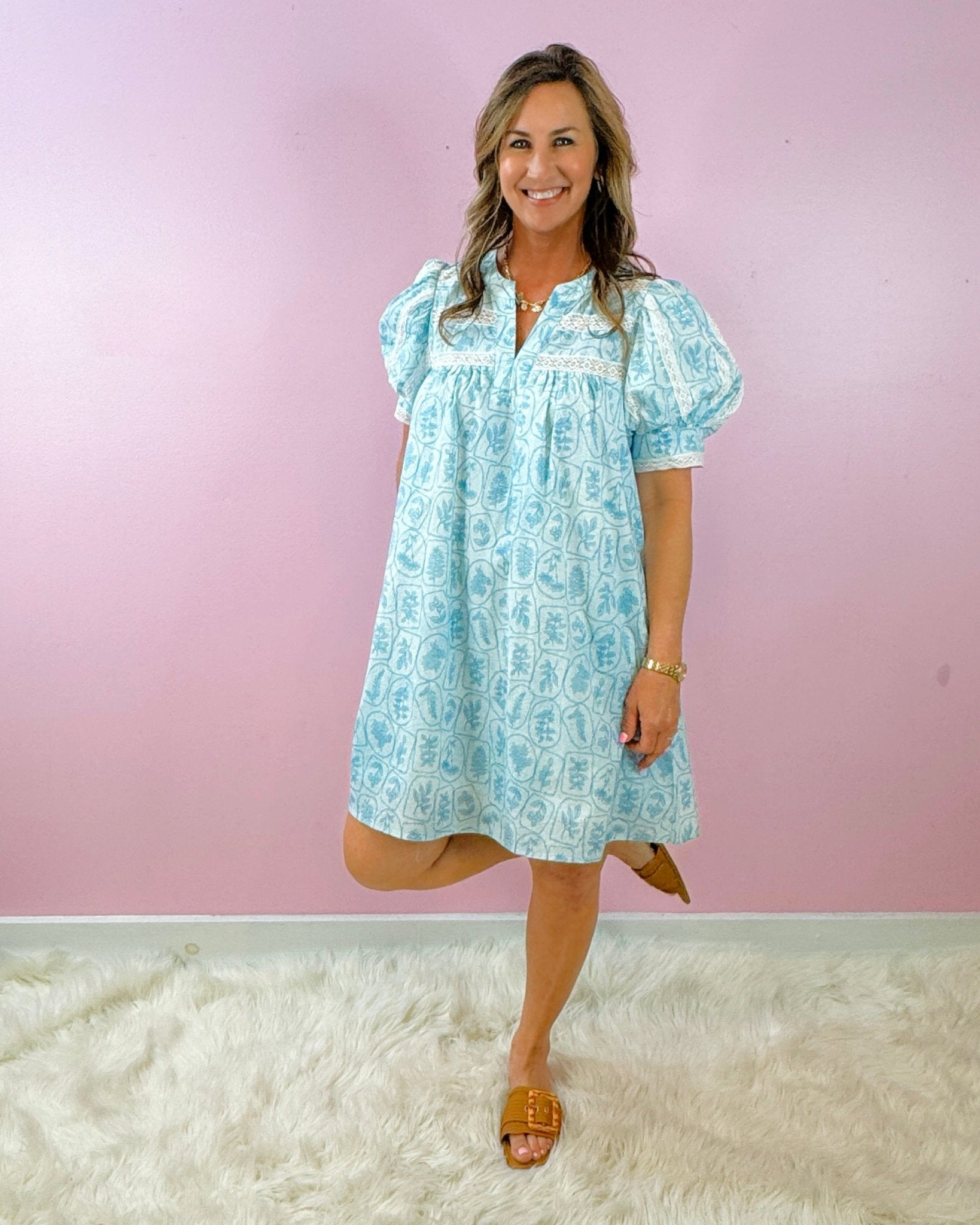 Sweet Magnolia Puff Sleeve Dress - Jessi Jayne Boutique