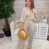 Café Stripe Popover Blouse - Jessi Jayne Boutique