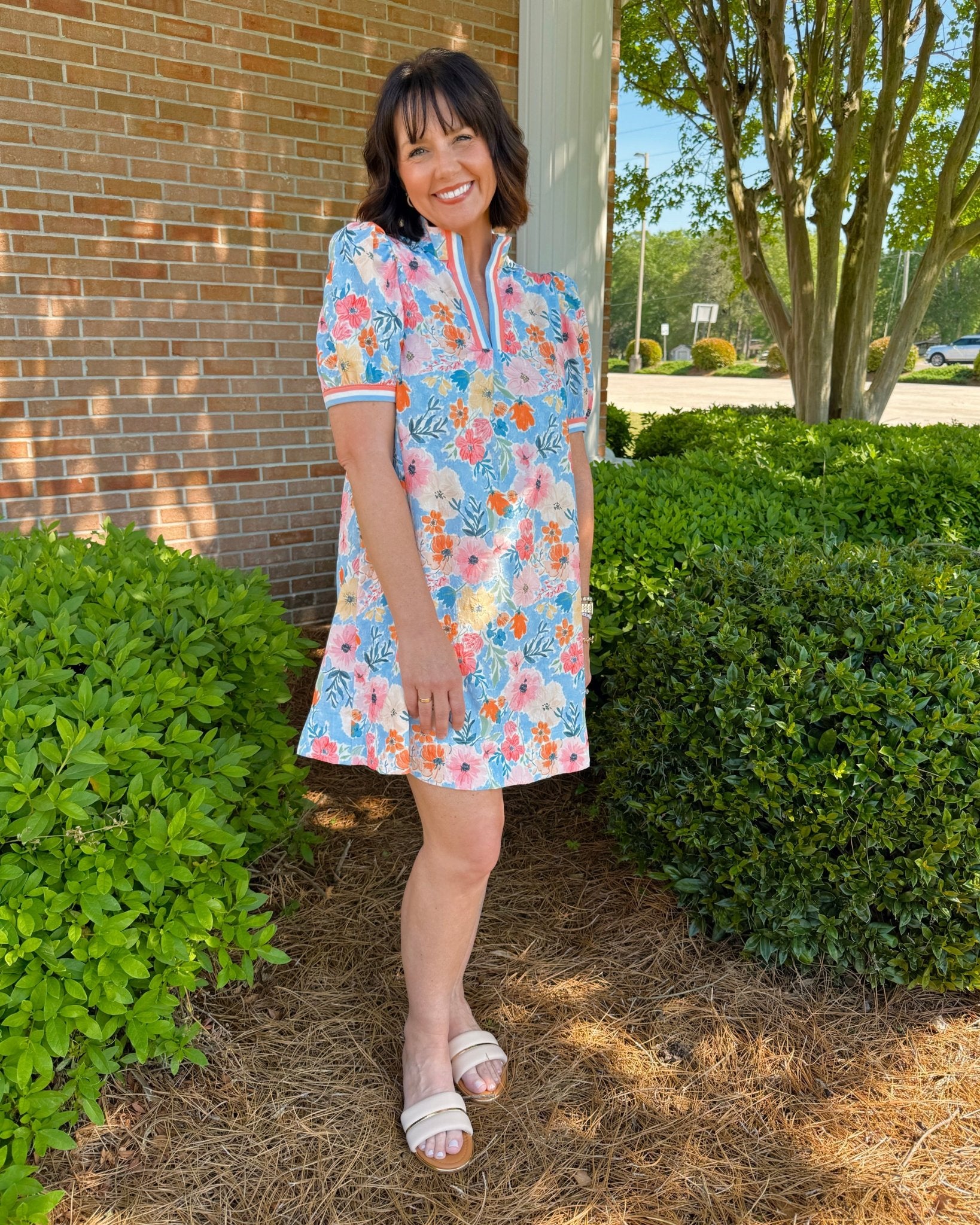 Painted Petals Puff Sleeve Dress - Jessi Jayne Boutique