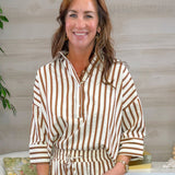 Café Stripe Popover Blouse - Jessi Jayne Boutique