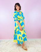 Electric Bloom Ruffle Midi Dress - Jessi Jayne Boutique