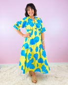 Electric Bloom Ruffle Midi Dress - Jessi Jayne Boutique